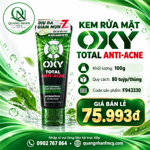 Kem rửa mặt OXY total anti-acne 100g (xanh lá cây)