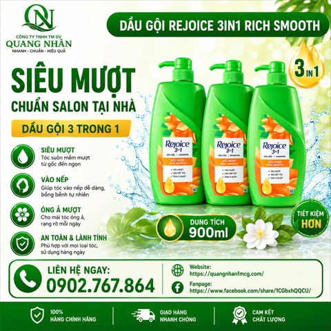 DẦU GỘI REJOICE SIÊU MƯỢT 630 ML x 6 Chai