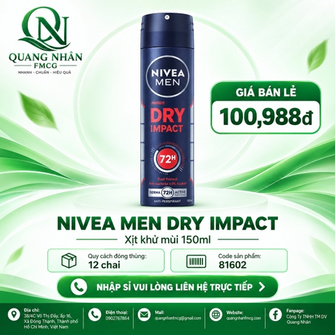 Xịt ngăn mùi NIVEA nam khô thoáng 150ml