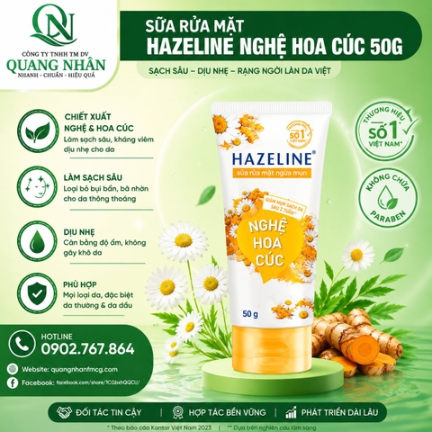 SỮA RỬA MẶT HAZELINE NGHỆ HOA CÚC 50GX24