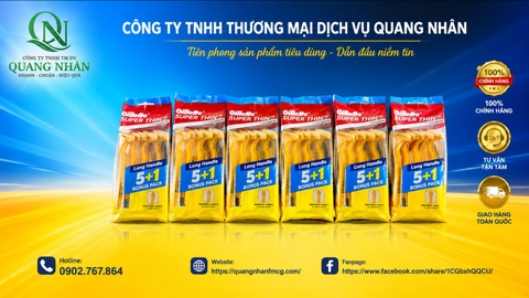 Dao cạo GILLETTE super thin ii 5+1 6x12(cán vàng)
