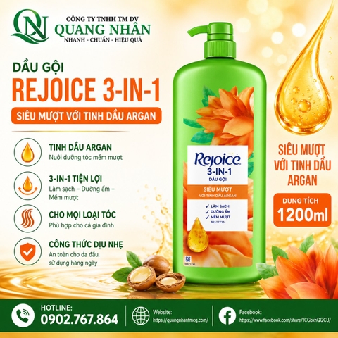 DẦU GỘI REJOICE SIÊU MƯỢT 1200 ML x 6 Chai