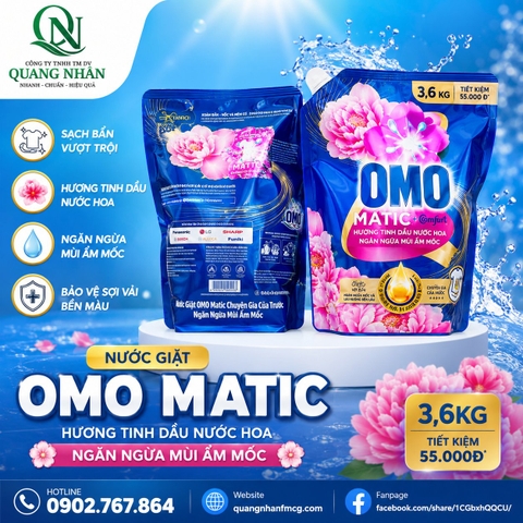 Nước giặt OMO matic cửa trước ngăn mùi ẩm mốc 3.6kg