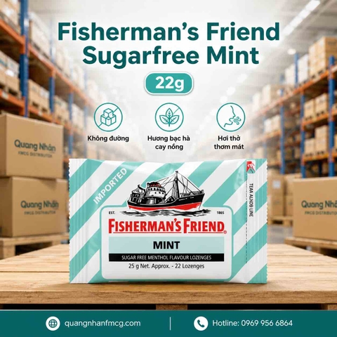 Fisherman’s Friend Mint Sugar Free 22g – Kẹo Ngậm Không Đường Bạc Hà The Mát