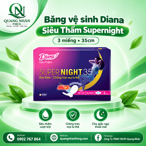 Băng vệ sinh diana siêu thấm supernight 3 miếng - 35cm
