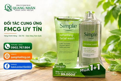 SỮA RỬA MẶT SIMPLE LÀNH TÍNH & SẠCH THOÁNG (REFRESHING) 150ML +  NTT 200ML x 6 BỘ