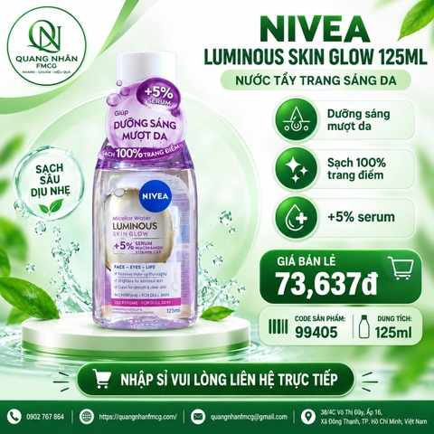 Nước tẩy trang NIVEA Luminous skin glow sáng da 125ml