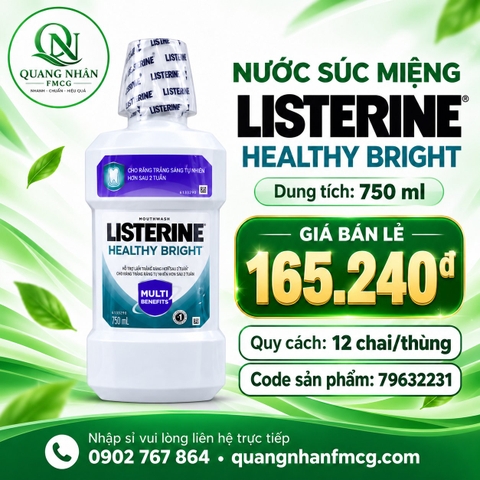Nước súc miệng LISTERINE Healthy Bright cho răng trắng sáng tự nhiên hơn sau 2 tuần 750ml - ảnh 2
