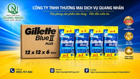 Dao cạo GILLETTE blue ii plus 5+1 6x12(cán xanh)