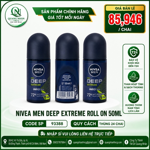 93388 - Lăn ngăn mùi NIVEA Men Deep Extreme Hương Năng Động 50ml x 24 chai