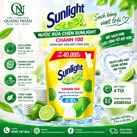 Nước rửa chén SUNLIGHT chanh túi 3.1l - ảnh 2