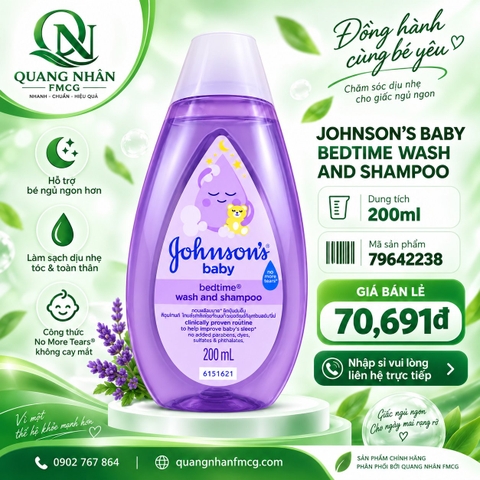 Sữa tắm gội JOHNSON'S baby bedtime bath 200ml