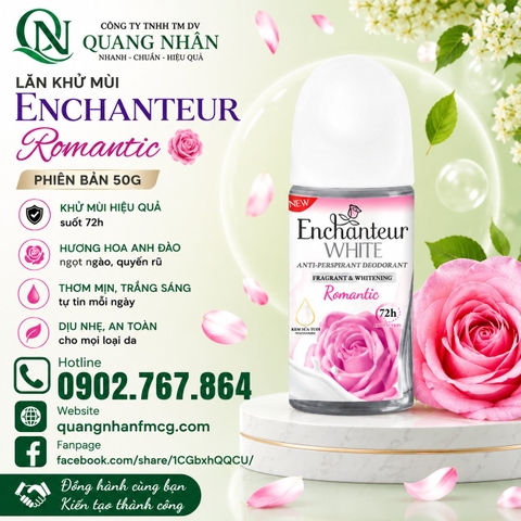 LĂN KHỬ MÙI ENCHANTEUR ROMATIC 50ML x 24 CHAI ( HỒNG )