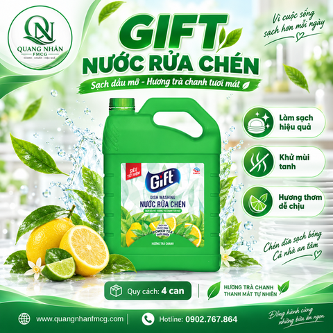 Nước rửa chén GIFT trà chanh 3.8kg