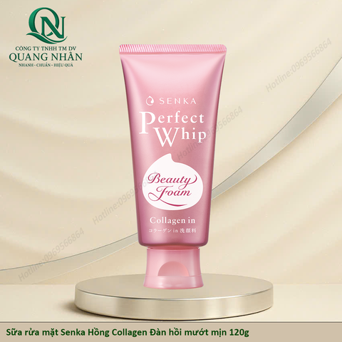 Sữa rửa mặt Senka Hồng Collagen Đàn hồi mướt mịn 120g x 48 tuýp ( Hồng )