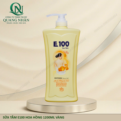 Sữa tắm E100 hoa hồng 1200ml vàng