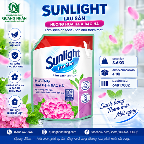 Nước lau sàn SUNLIGHT tdtm hh b.ha 3.6l