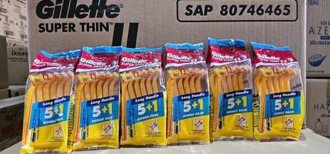 Dao cạo GILLETTE super thin ii 5+1 6x12(cán vàng)