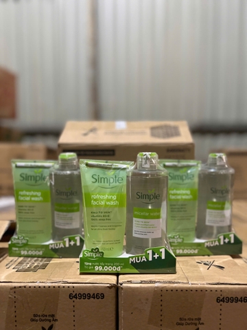 SỮA RỬA MẶT SIMPLE LÀNH TÍNH & SẠCH THOÁNG (REFRESHING) 150ML +  NTT 200ML x 6 BỘ