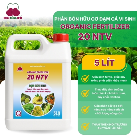 Phân bón hữu cơ Organic Fertilizer 20 NTV – can 5 lít – dạng nước