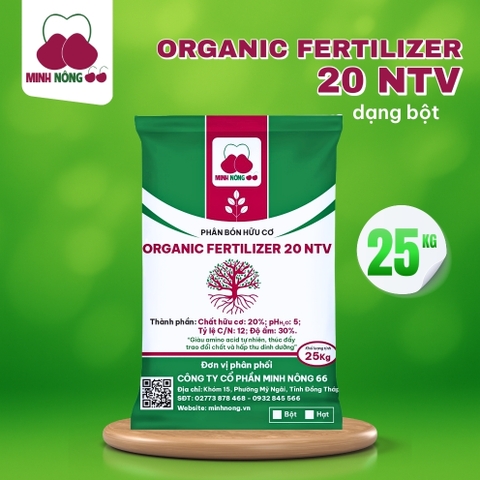 Phân bón hữu cơ Organic Fertilizer 20 NTV - bao 25kg - Dạng Bột