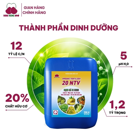 Phân bón hữu cơ Organic Fertilizer 20 NTV – can 20 lít – dạng nước