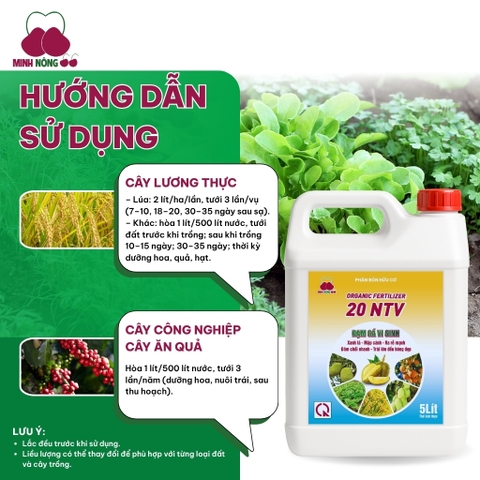 Phân bón hữu cơ Organic Fertilizer 20 NTV – can 5 lít – dạng nước