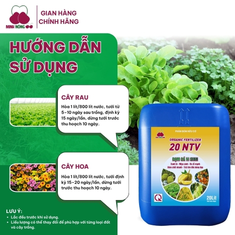 Phân bón hữu cơ Organic Fertilizer 20 NTV – can 20 lít – dạng nước