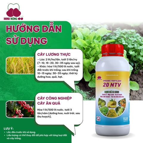 Phân bón hữu cơ Organic Fertilizer 20 NTV – chai 1 lít – dạng nước