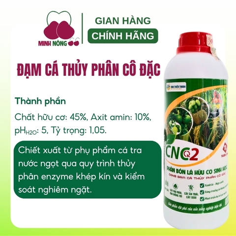 Phân bón lá hữu cơ sinh học - Dịch đạm cá cô đặc CNC2 - chai 1 lít - dạng nước