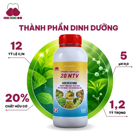 Phân bón hữu cơ Organic Fertilizer 20 NTV – chai 1 lít – dạng nước
