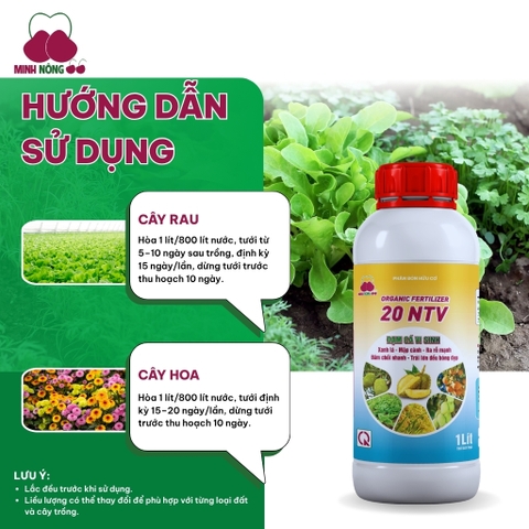 Phân bón hữu cơ Organic Fertilizer 20 NTV – chai 1 lít – dạng nước