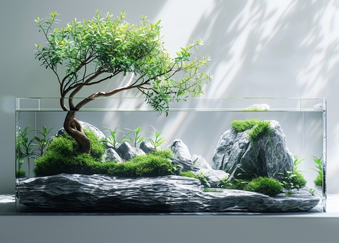 Bể cá kết hợp tiểu cảnh