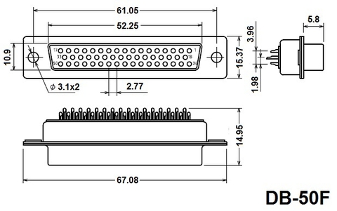 DB-50F 50pin розетка на кабель