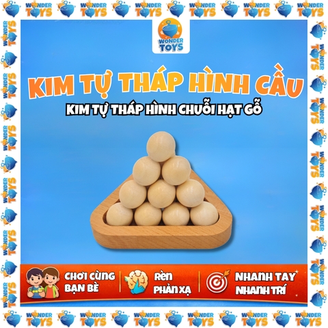 Đồ chơi trí tuệ kim tự tháp hình cầu, trò chơi tháp bóng bằn gỗ tháo gỡ, láp ráp Ball Pyramid Puzzle