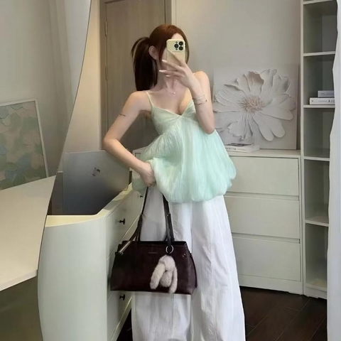 HUMFASHION Áo Bí Nữ Màu Xanh Tiffany Thiết Kế Dáng Dài Phong Cách Thời Trang Hiện Đại