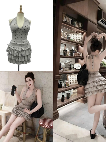 Sét Bộ Nữ Hotrend Váy Tầng Áo Yếm Chất Liệu Thun Tăm Hoạ Tiết Trái Tim Nhí Thiết Kế Độc Đáo Phù Hợp Cho Ngày Hè Năng Độn