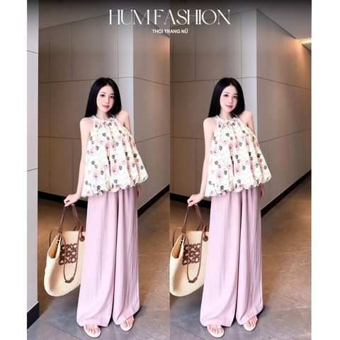 Set áo yếm kèm quần dáng dài tiểu thư sang chảnh siêu xinh đi chơi đi du lịch HUM FASHION