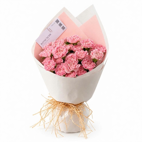 Bó Hoa Cẩm Chướng Hồng Bọc Giấy Trắng | Quà Tặng 20/10 Cho Mẹ · Cô Giáo · Bạn Bè · Đồng Nghiệp [HCM Only]