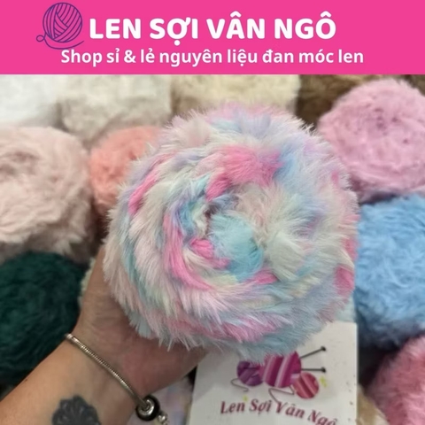 Len lông thỏ MÀU LOANG siêu mượt đan/móc thú bông, khăn, mũ (cuộn 100gr)(26300)