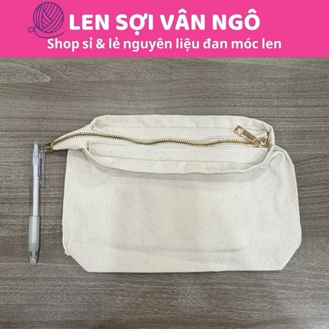 PK túi: Túi vải canvas dây kéo S2 (Ngang 24cm x Cao 17cm)(26131)
