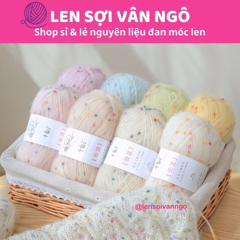 Len Mohair Pompom (Mohair Tweed) đan móc đồ thu đông (cuộn 50gr) (26291)