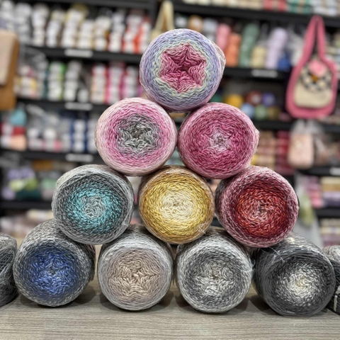 Len Cotton 2mm màu cầu vồng (cuộn 200gr)
