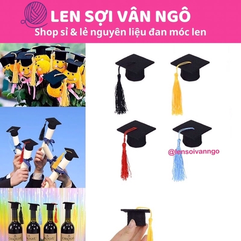 Combo 5 cái Mũ tốt nghiệp mini trang trí thú bông handmade (26091)