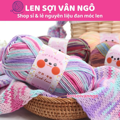 Len Yaoh sợi to 3mm màu loang (cuộn 100gr) (26295)