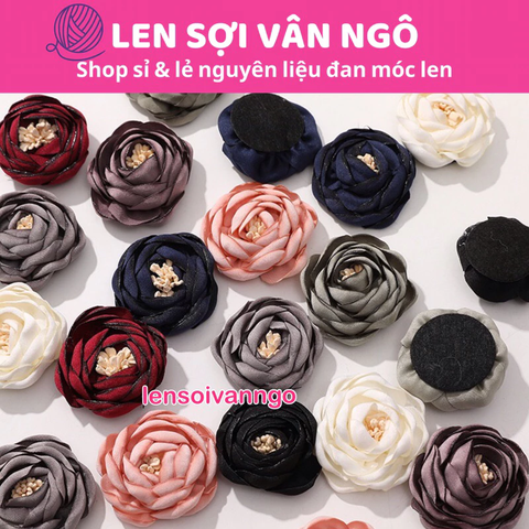 Combo 2c Hoa vải V15 trang trí nón/túi xách (26113)