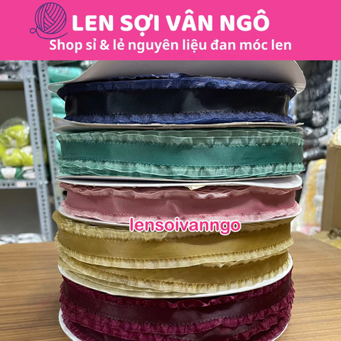 2 mét Ruy băng lụa viền voan (bản 2.5cm) (26119)