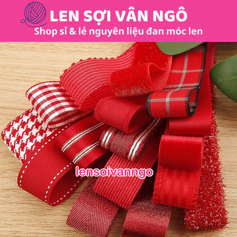 Combo 2 mét Ruy băng trang trí màu đỏ (Bản 2.5cm) (26119)