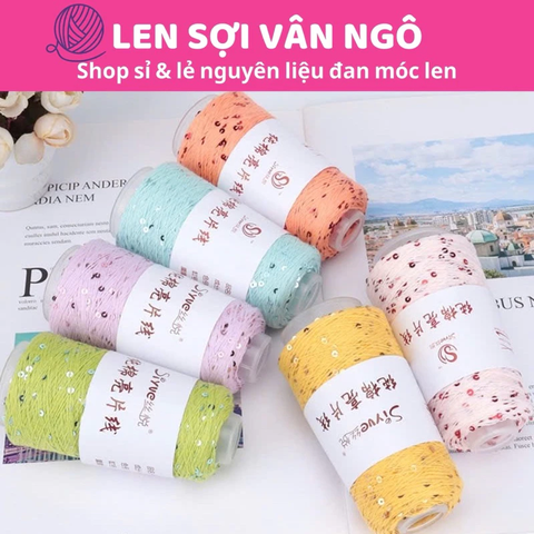 Sợi cotton kim sa lấp lánh, sợi sequin lấp lánh (cuộn 50gr) (26258)