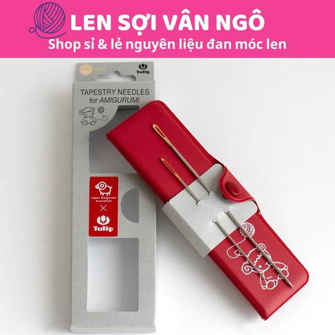 Set 2 kim khâu dài Tulip Amigurumi kèm ví đựng (26226)